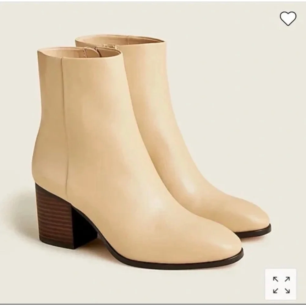 J Crew Sadie stacked-heel ankle boots DARK BEECHWOOD size 7.5 New without box